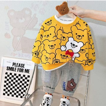 Yellow Teddy Bear Winter Panel Tracksuit