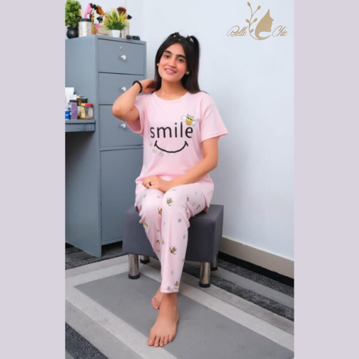 SMILEY BEE PRINTED PJ SUIT Shopcify