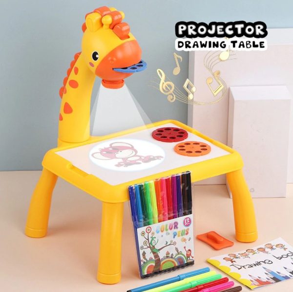 Mini Art Drawing Board Leds Projector Light Toy Children Kids Painting Table Small Desk (random Color) Shopcify