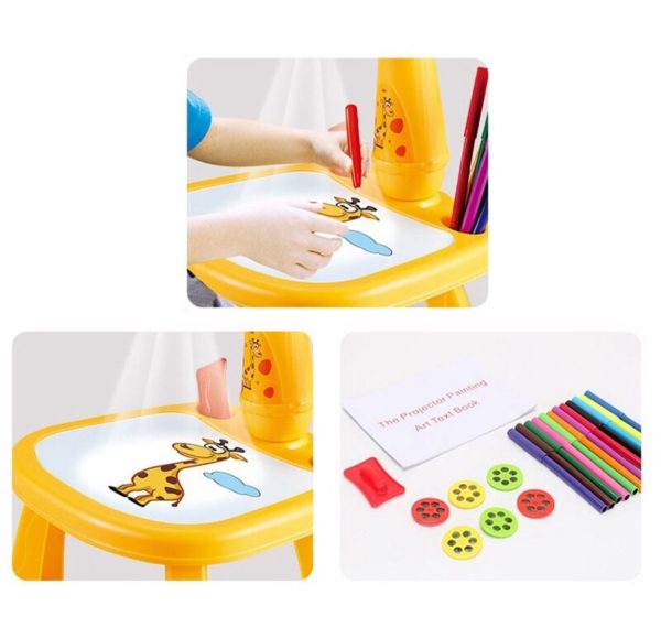 Mini Art Drawing Board Leds Projector Light Toy Children Kids Painting Table Small Desk (random Color) Shopcify