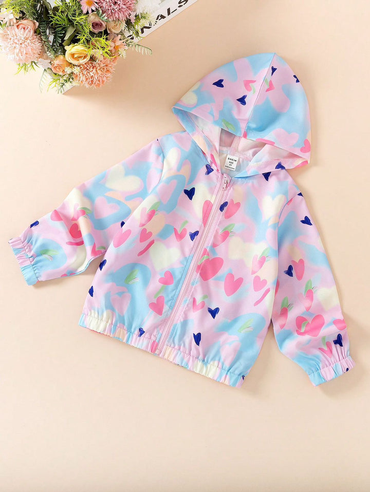 Baby girl multi heart printed style winter fleece zip-up hoodie - #Z-0098 Shopcify