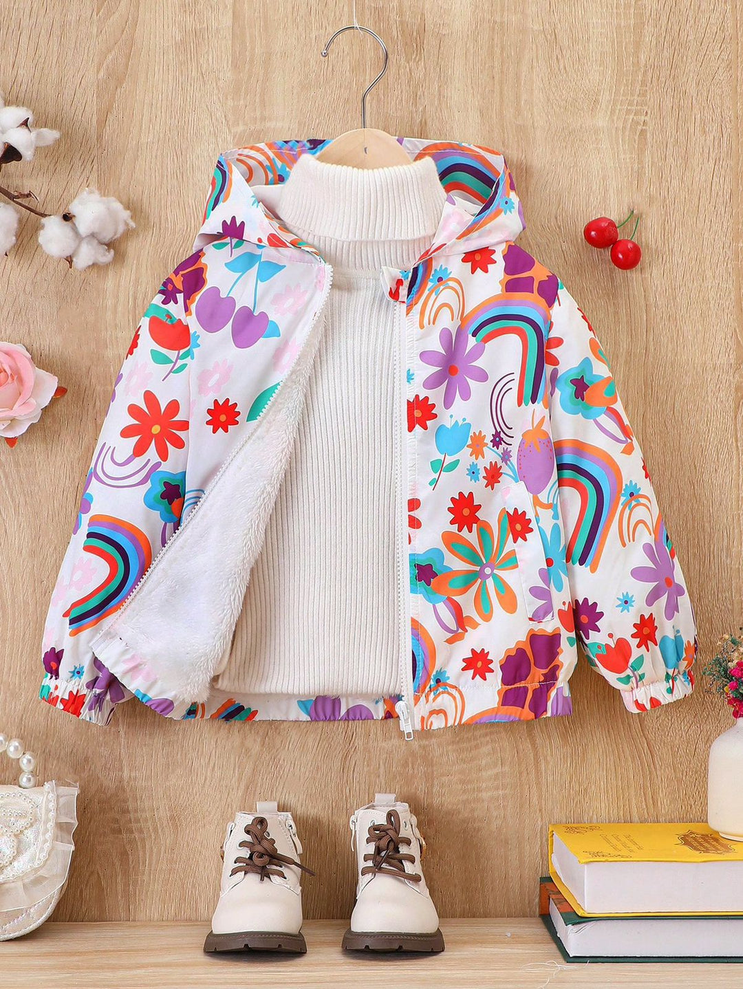Baby/boy multi rainbow style printed winter fleece zip-up hoodie - #Z-0095 Shopcify